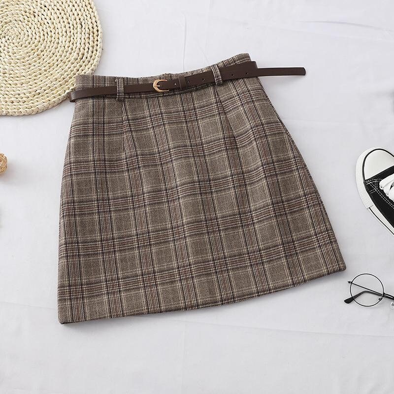 Y2k Fashion Cute Dark Academia Clothing Vintage High Waist A Line Plaid Skirt Woman Harajuku Cottage Core Clothing Ladies