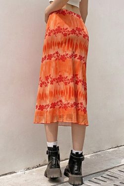 Y2k Hawaiian Midi Skirt Trendy Fun Midi Skirt Colorful Skirt