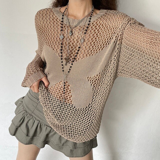 Y2k Knitted Butterfly Long Sleeve Smock Sweater