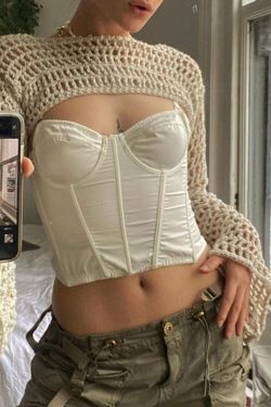 Y2k Knitted Crop Top Hollow Out Loose O Neck Long Sleeve Smock Top Women Retro Streetwear Fashion Tee Chic Knitwear