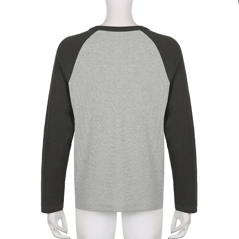 Y2k Patchwork Designed Long Sleeve Oversized Pullover Sweatshirt Harajuku Streetwear Retro Vintage Grunge Korean Lolita