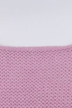 Y2k Pink O Neck Long Sleeve Knitted Grunge Cropped Top 2000s Fashion Trendy Clothes