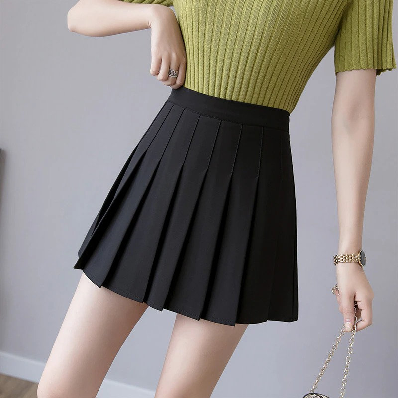 Y2k Pleated Tennis Skirt Harajuku Aesthetic Skirt Summer High Waist Chic A Line Ladies Mini Skirt Korean Zipper Preppy Style