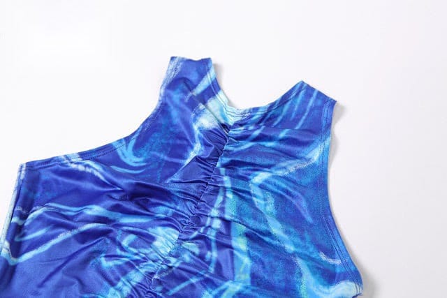 Y2k Sexy Beach Bodycon Dresses Women Hollow Out Off Shoulder Backless Print Tie Dye Blue Maxi Dress