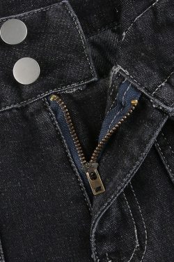 Y2k Side Pockets Designed High Waisted Baggy Hip Hop Loose Cargo Denim Pants Streetwear Vintage Harajuku Korean Grunge