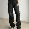 Y2k Side Pockets Designed High Waisted Baggy Hip Hop Loose Cargo Denim Pants Streetwear Vintage Harajuku Korean Grunge Trouser