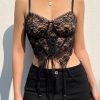 Y2k Sleeveless Lace Off The Shoulder Corset Crop Top Trendy Clothes