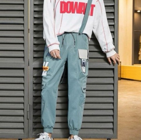 Y2k Streetwear Cargo Style Fashion Pant Jogger Bottoms Trousers Men Hip Hop Baggy Hipster Newschool Street Trendy Braces