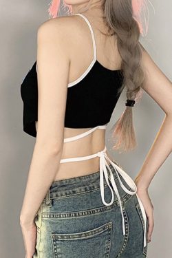 Y2k Top 2000s I Am Sure I Am Bad Print Tank Top Camisole Basic Crop Top & Sexy Korean Fashion Retro Knitting Simple Style