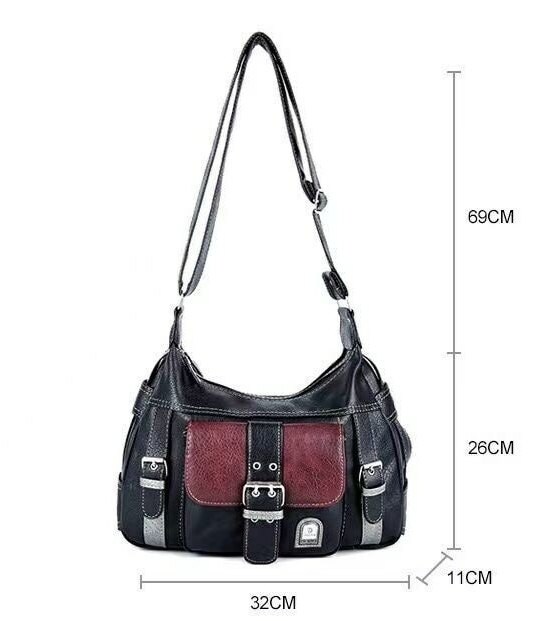 Y2k Vintage Fake Leather Shoulder Bag Retro Messenger Bag Pu Tote Purse Handbags