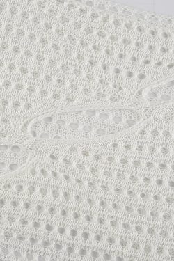 Y2k White Crochet Cut Out Cropped Jumper