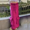 90s Grunge Maxi Skirt with Low Rise and Big Pockets