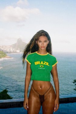 Brazilian Flag Embroidered Women's Y2K Streetwear Tee