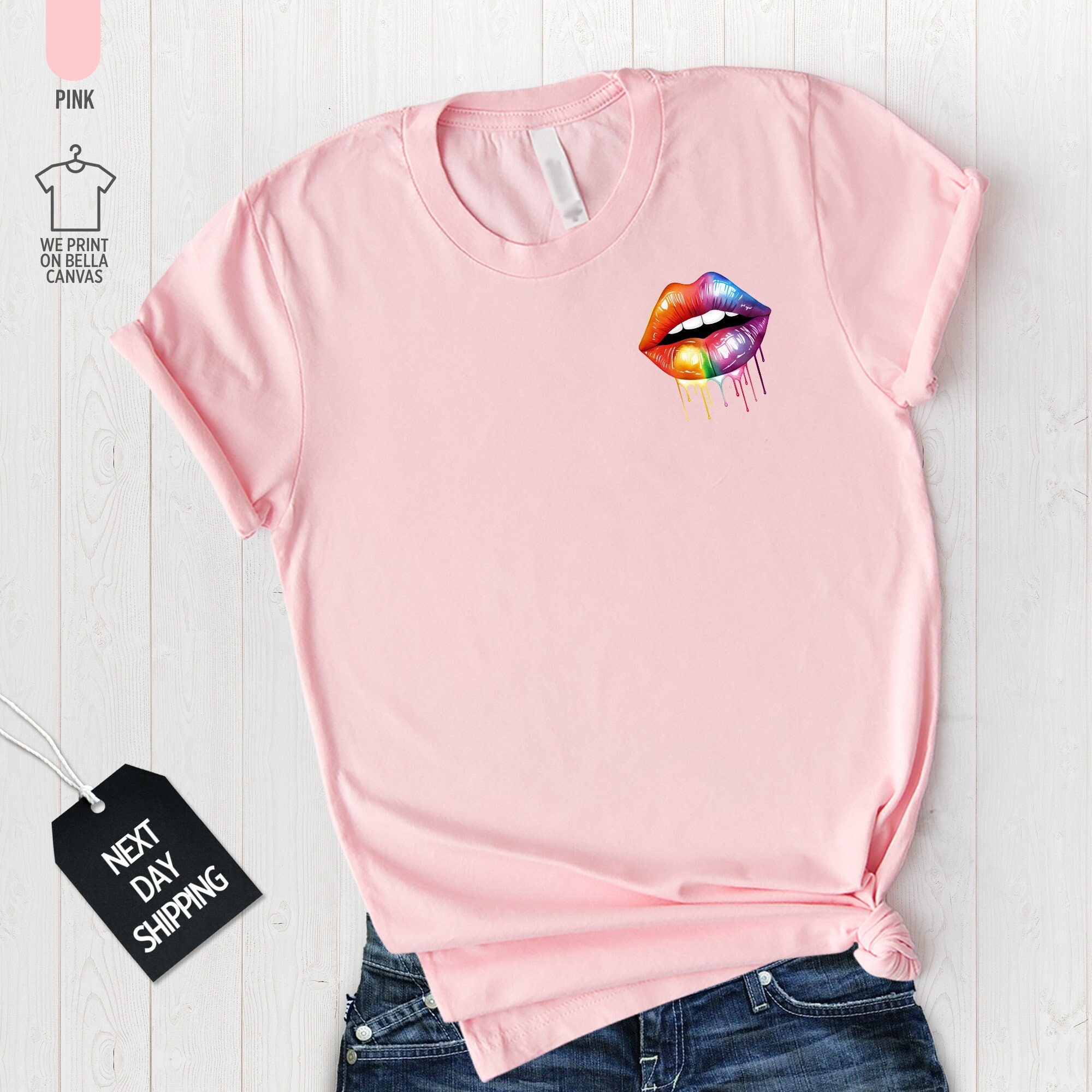 Colorful Rainbow Pride Lips Shirt