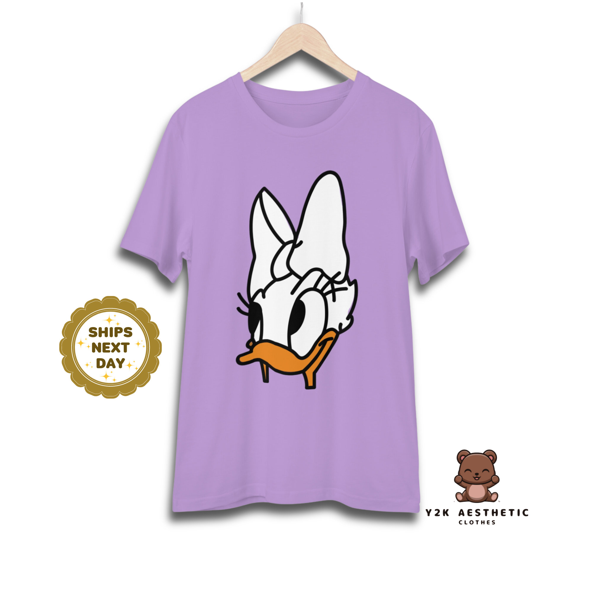 Daisy Duck Crewneck T-shirt: Y2K Clothing with Harajuku Graphic Design