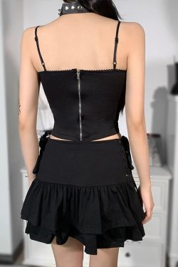 Edgy Gothic Cami: Vintage-Inspired Y2K Clothing for Alt Girls