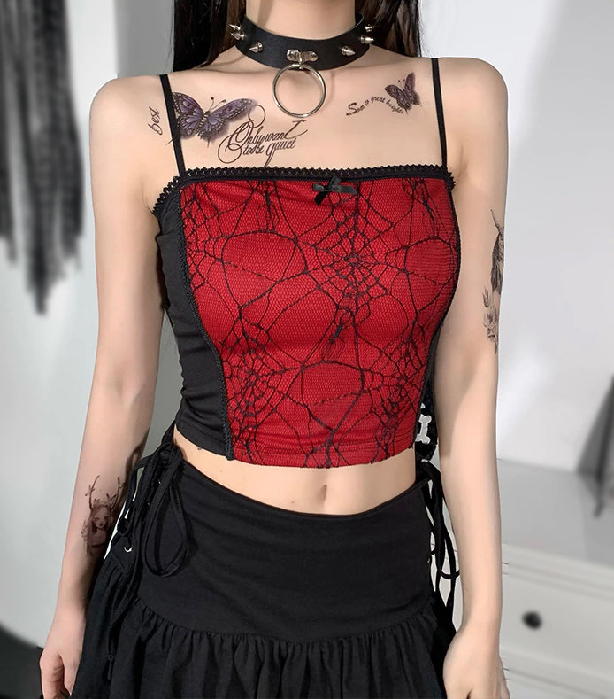 Edgy Gothic Cami: Vintage-Inspired Y2K Clothing for Alt Girls