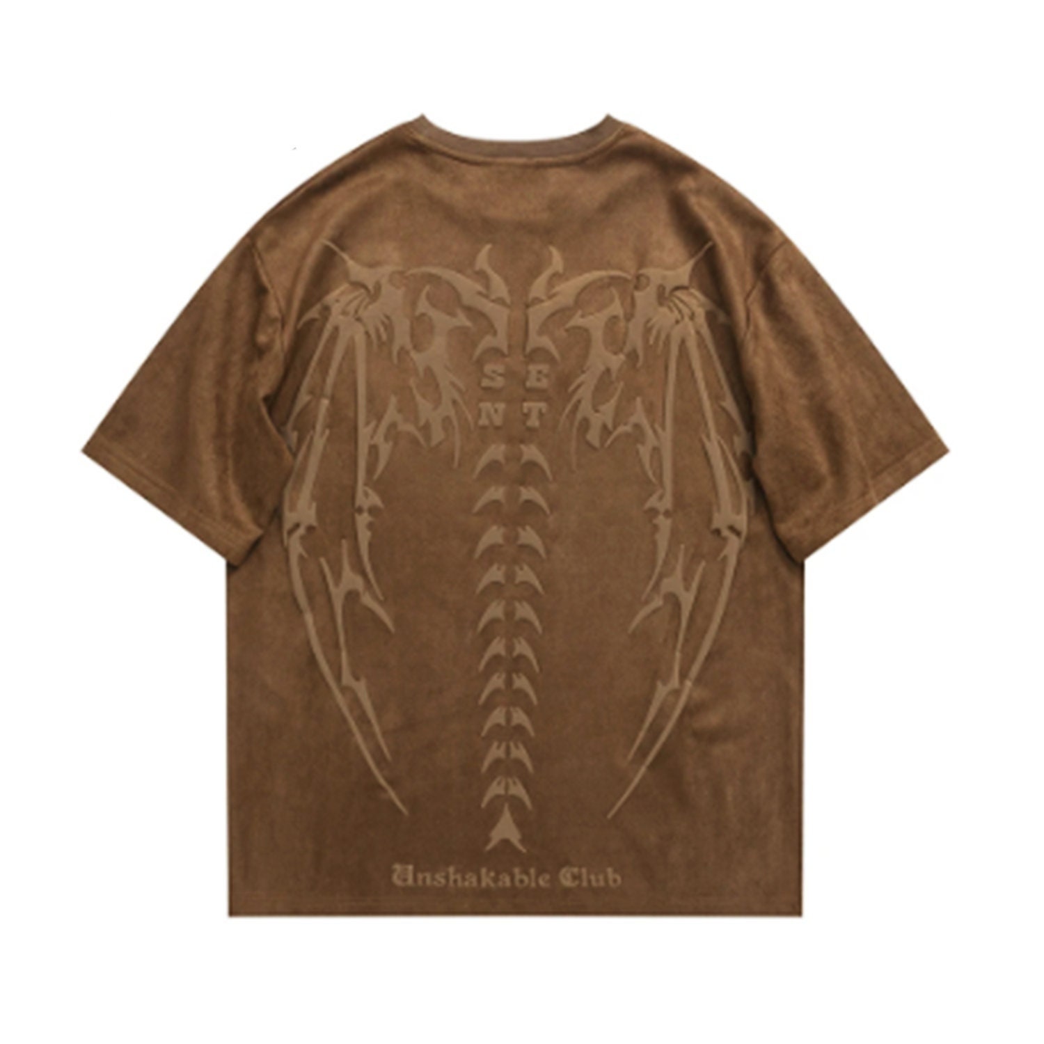 Embossed Suede Y2K Clothing: Grunge Gothic T-Shirt