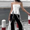 Fairycore Y2K Streetwear Strapless Lace-Up Corset Top