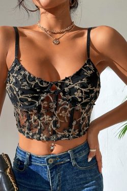 Floral Embroidery Corset for Y2K Fashionistas