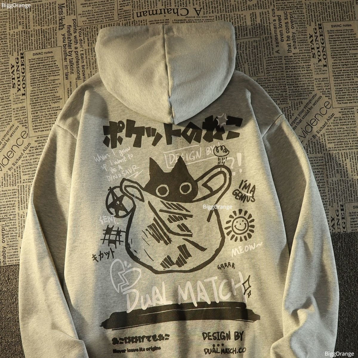 Funny Cat Y2K Hoodie Sweatshirt for Women - Japanese Streetwear Aesthetic Kawaii Shirt
