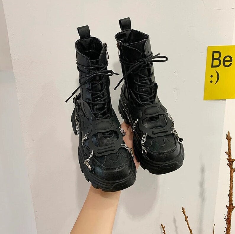 Gothic Cyberpunk Style Techwear Boots for Women