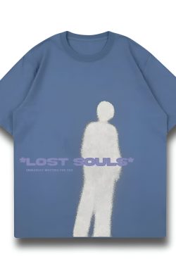 Gothic Lost Souls Printed Oversized Unisex T-Shirt for Y2K Fashion