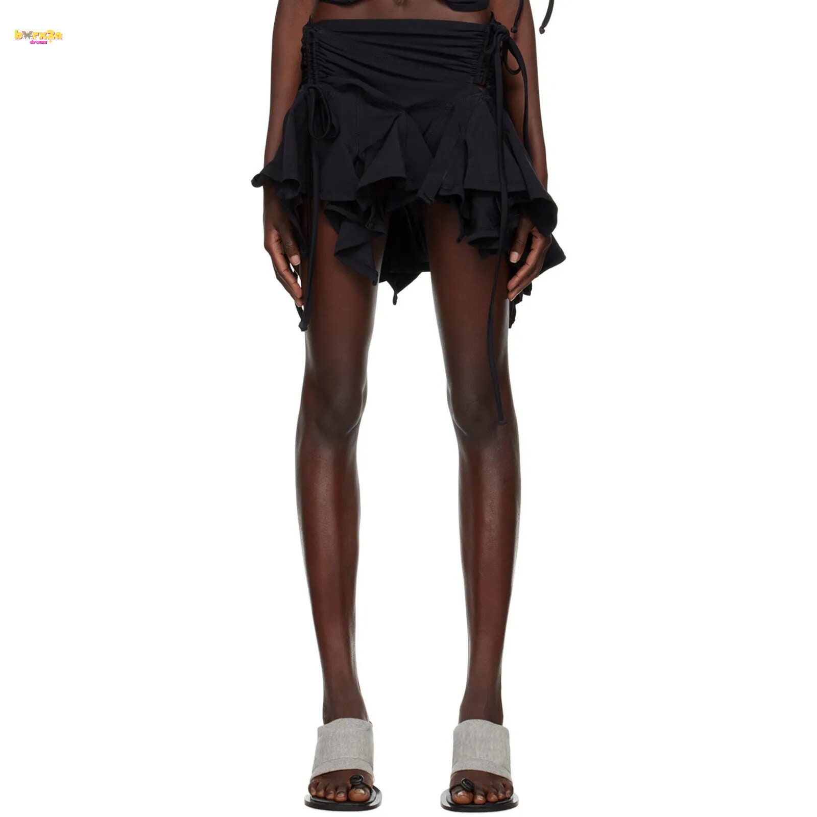 Gothic Punk Irregular Skirts with Ruched Ruffles - Y2K Fashion
