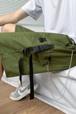 Gothic Sweat Cargo Shorts - Korean Style Y2K Clothing
