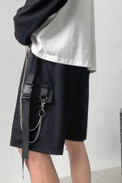 Gothic Sweat Cargo Shorts - Korean Style Y2K Clothing