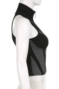 Gothic Y2K Striped Body Shirt for Women
