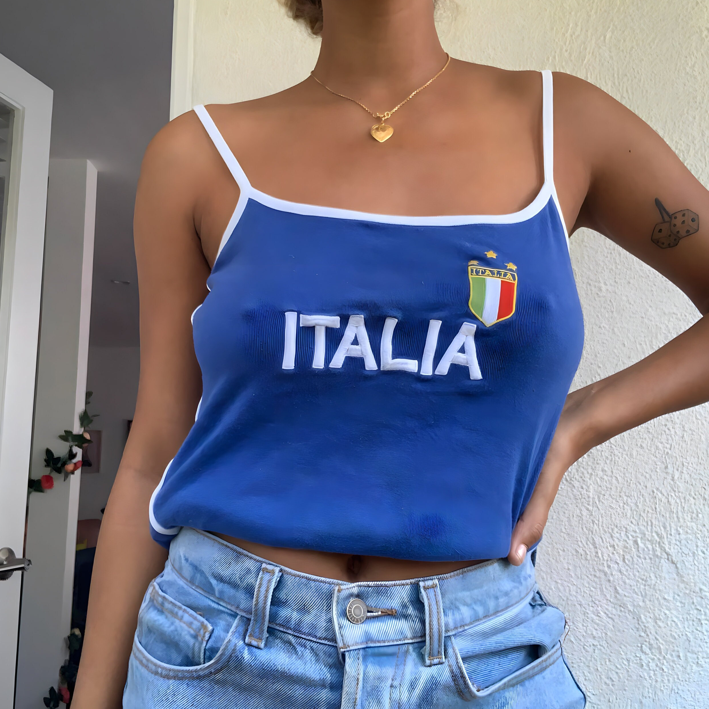 Italian Flag Crop Top Tee - Y2K Italy Tank Top for Soccer Baby Girls