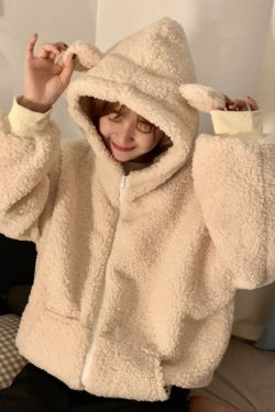 Kawaii Bear Full Zip Hoodie - Y2K Aesthetic Japanese Harajuku Clothing
