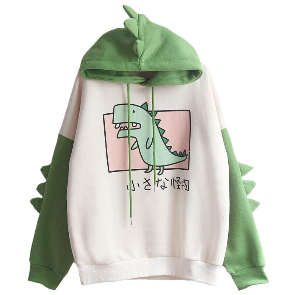 Kawaii Dinosaur Graphic Hoodie - Y2K Clothing for Aesthetic Harajuku Style