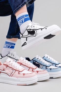 Kawaii Unisex Adult Shoes with Pink, Blue, and White Angel Pattern