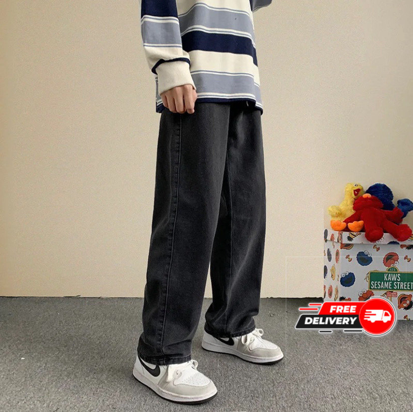 Korean Fashion Unisex Y2K Baggy Jeans - Loose Straight Wide Leg Pants