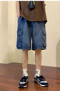 Korean Harajuku Y2K Style Hip Hop Men's Denim Cargo Shorts