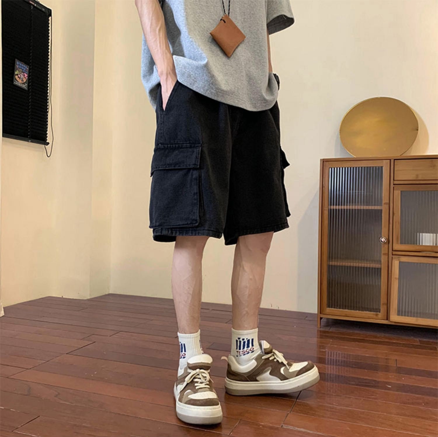 Korean Harajuku Y2K Style Hip Hop Men's Denim Cargo Shorts