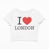 London-inspired White-Black Crop T-shirt with Funny Y2K Celebrity Style Meme Design