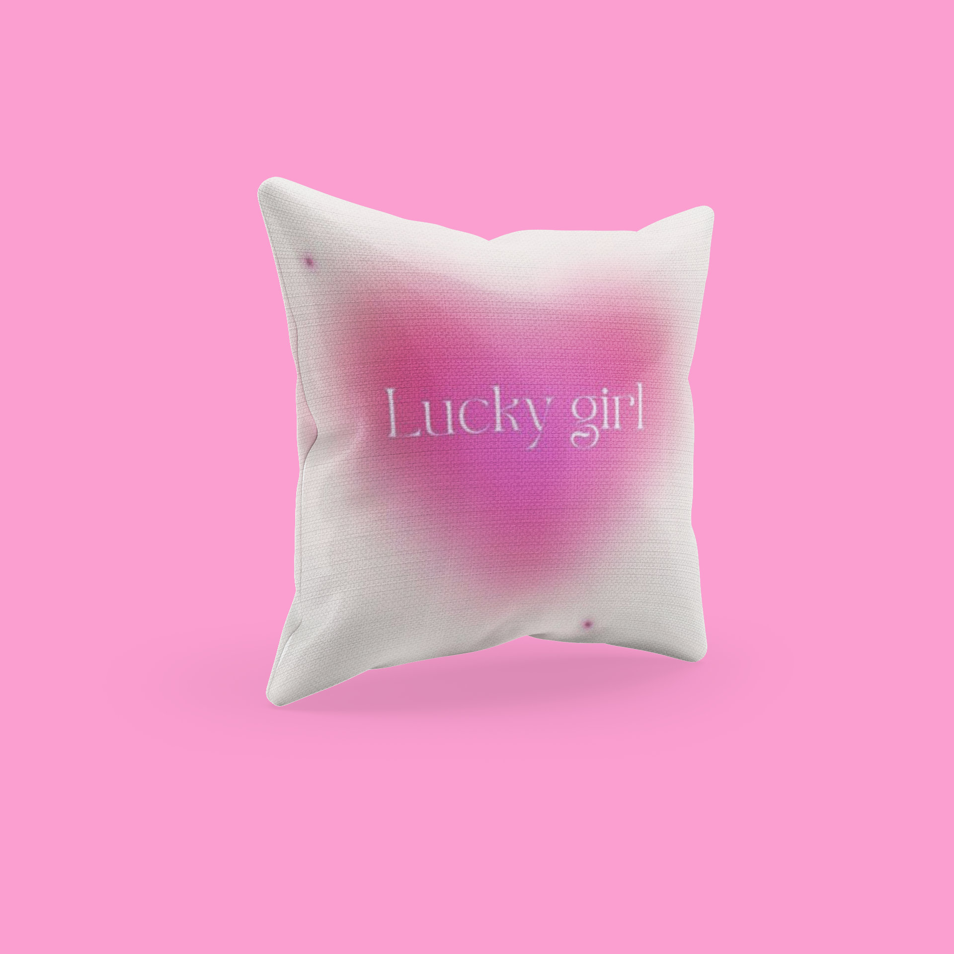 "Lucky Girl" Y2K Fashion Square Pillow for Girly Room Decor