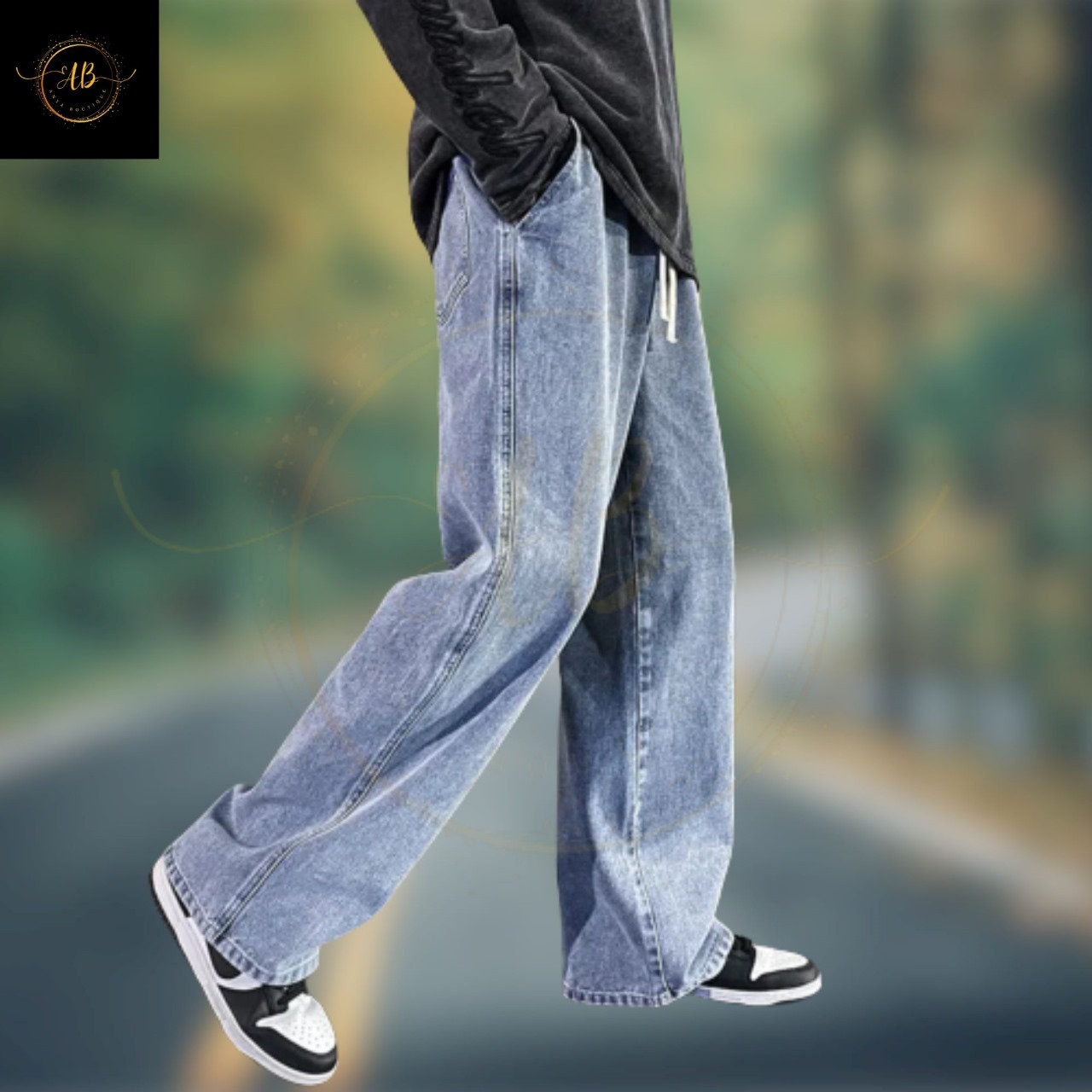 Men's Y2K Baggy Jeans - Korean Fashion Loose Fit Wide Leg