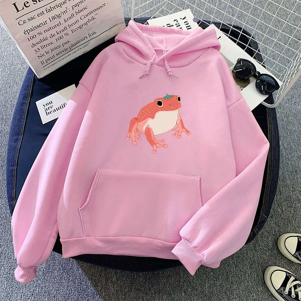 Strawberry Frog Y2K Unisex Long Sleeve Cartoon Sweatshirt