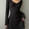 Trendy Long Sleeve Y2K Mini Dress with Grunge Frill
