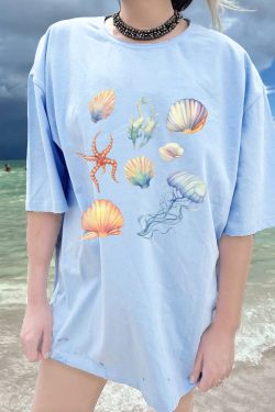 Trendy Sea Creatures Y2K Marine Shirt - Aesthetic Clothing Gift for Her