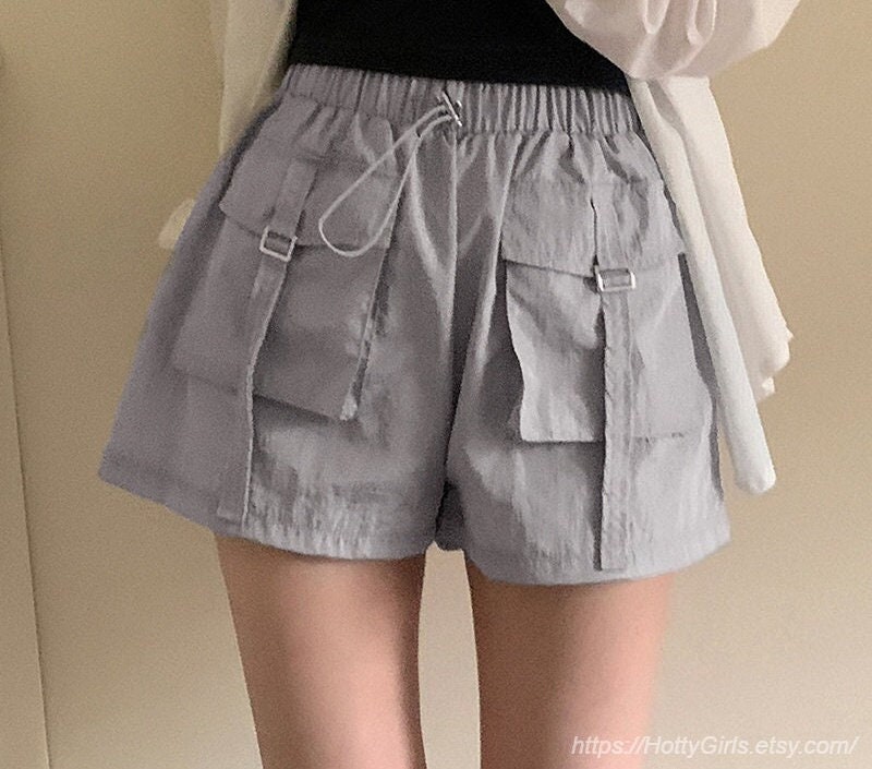 Trendy Y2K Korean Style High Waist Cargo Shorts for Women