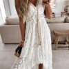 Vintage-inspired Boho Maxi Dress with Lace Up Detail and Embroidered Accents
