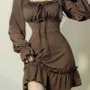 Vintage-inspired Casual Ruffles Long Sleeve Dress
