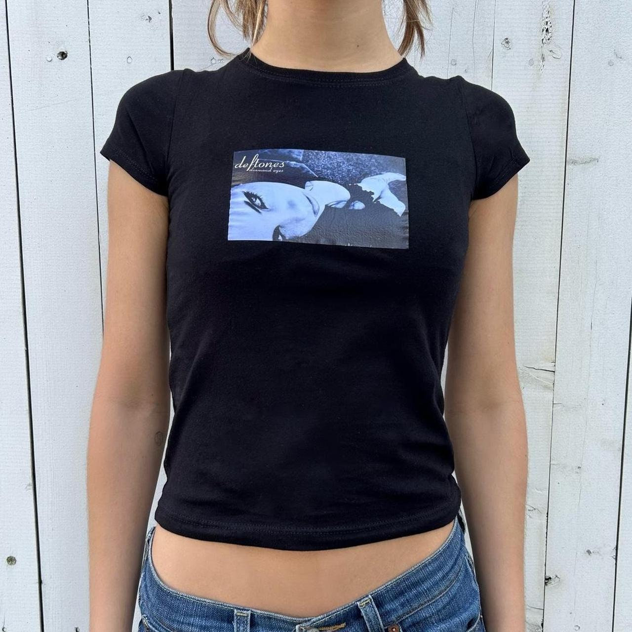 Vintage-inspired Deftones graphic baby tee for Y2K fashion enthusiasts