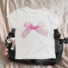 Vintage-inspired pink bow coquette baby tee