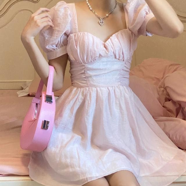 Vintage-inspired Pink French Corset Dress for Women